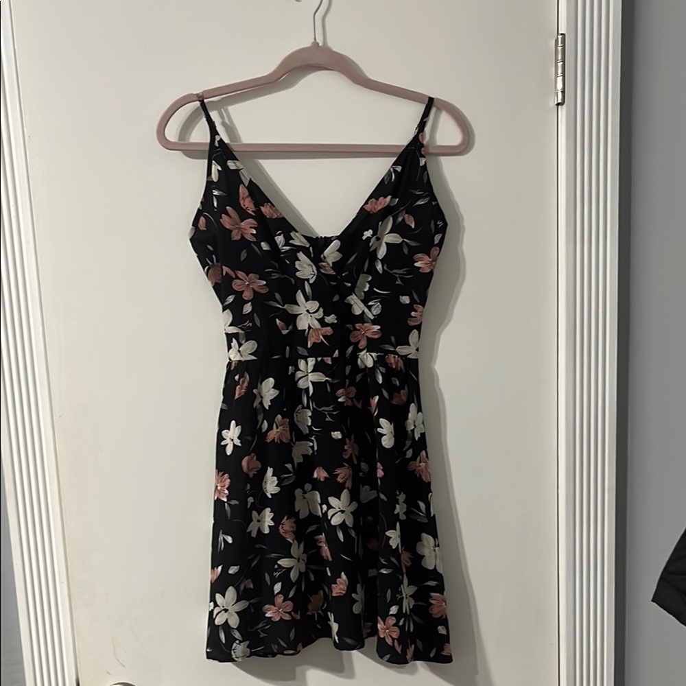 SHEIN Black Pink White Floral Spaghetti Strap Mini Dress